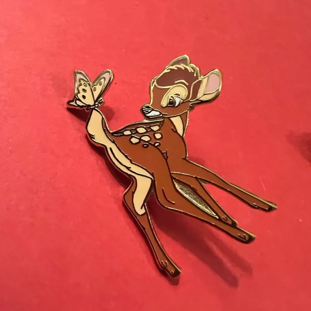 Enamel Bambi Looking at Butterfly on Tail Disney Pin 938.